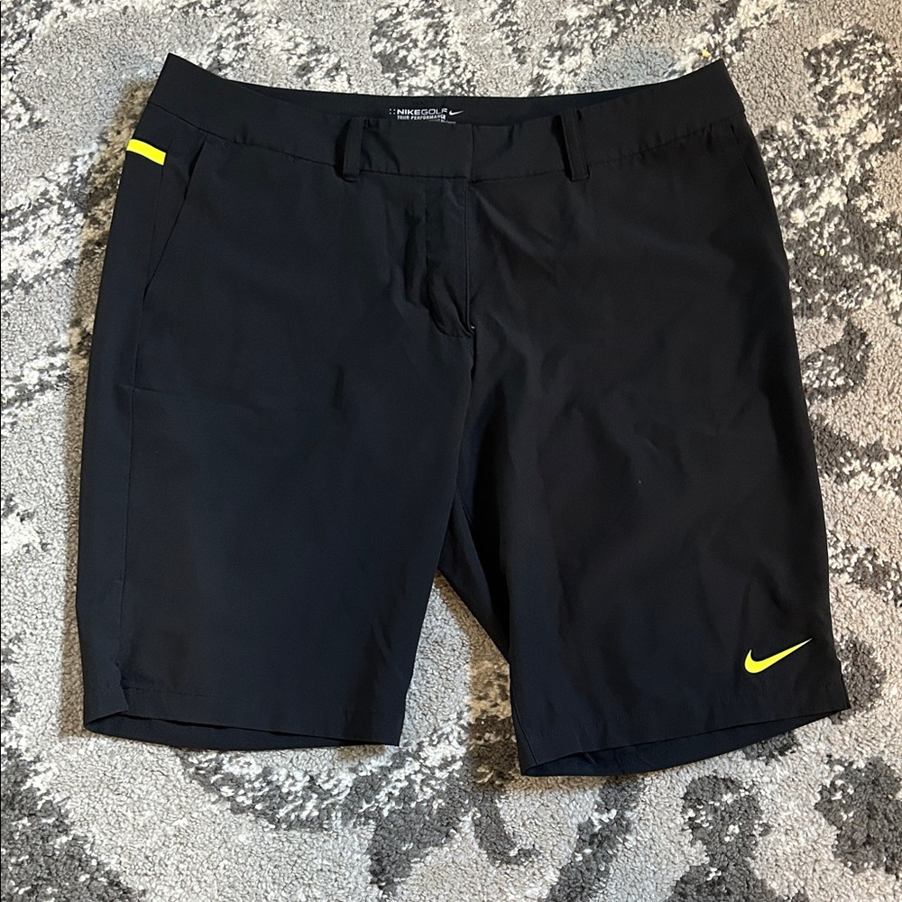 Nike Black Shorts with Yellow Details